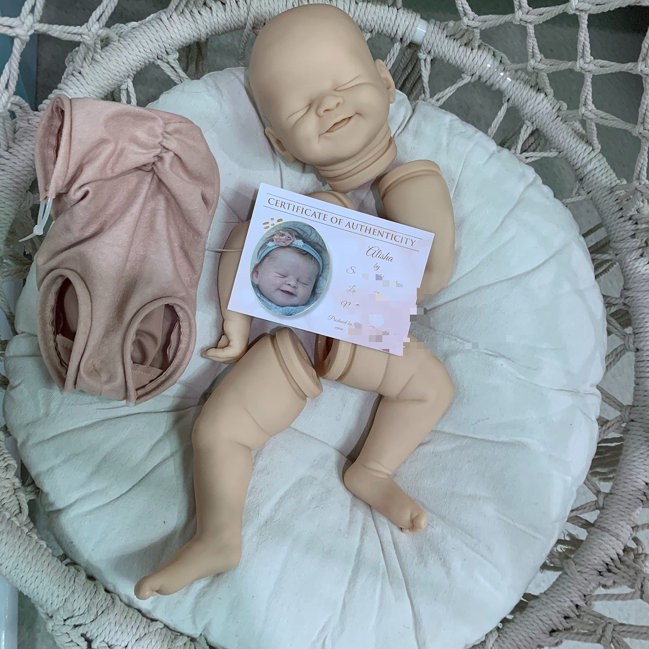 yuela New 21inch Reborn Doll Kit Alisha Popular sweet face smiling baby DIY kit with COA