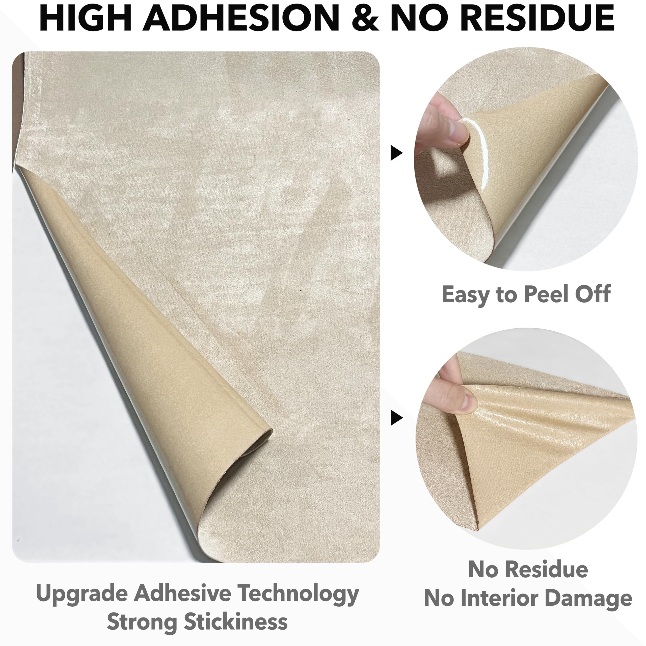Tessuto in microfibra autoadesivo per abitacolo, 150 x 40 cm, similpelle effetto pelle scamosciata, elasticizzato, velluto (marrone