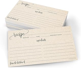 321Done Small Recipe Cards (Set of 50) 3x5 From the Kitchen Of, Modern Scribble Kraft Tan Rustic Boho Minimalist for Wedding, Bridal Shower Double-Sided - Made in USA