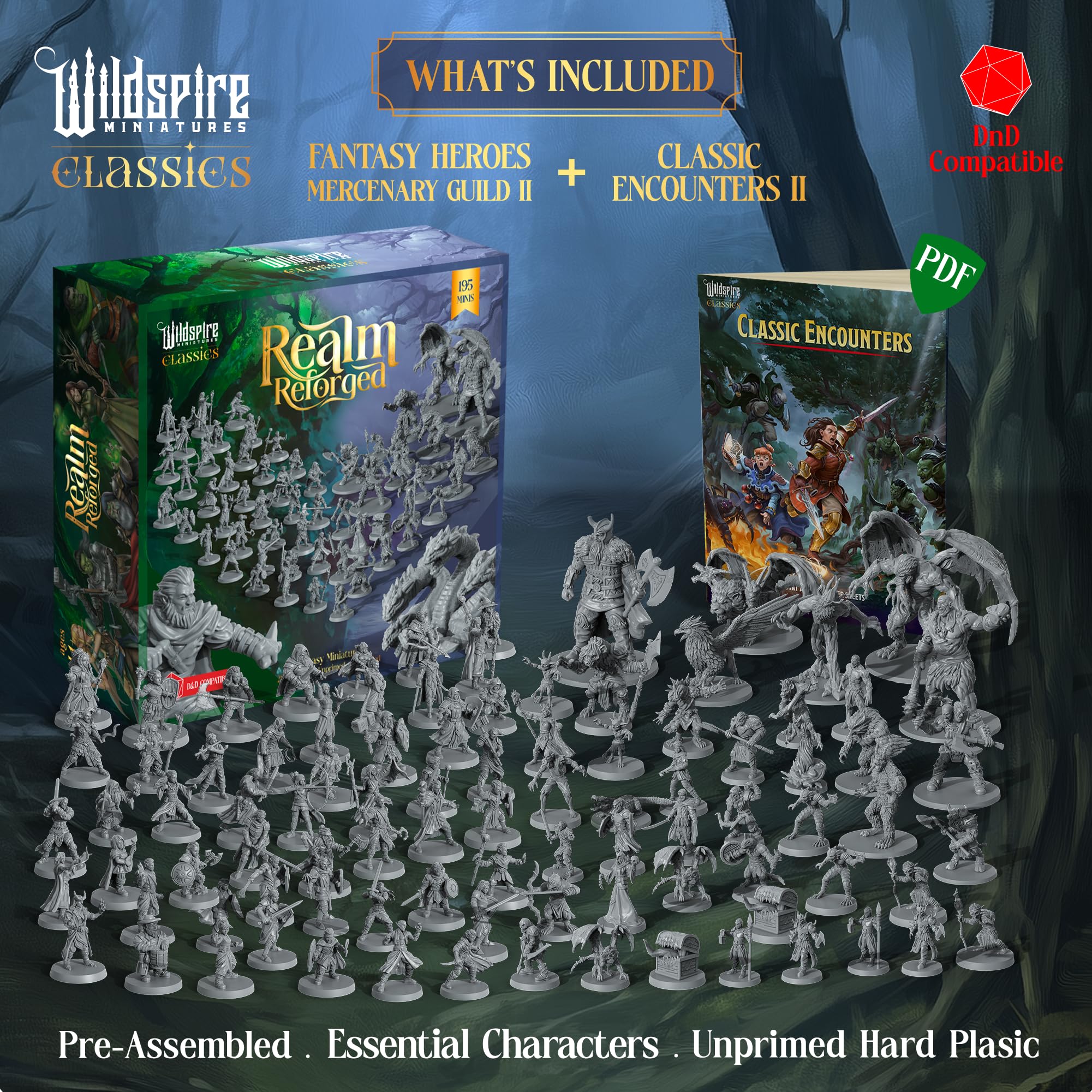Wildspire Realm Reforged Miniatures for d&D, set grigio 195