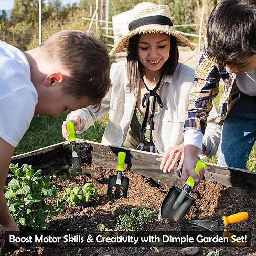 Miniatura 5 de Dimple Garden Wagon & Tools - Juego de 15 herramientas de jardinería para niños, resistente y duradero, juego de jardín superior, playa, arena,