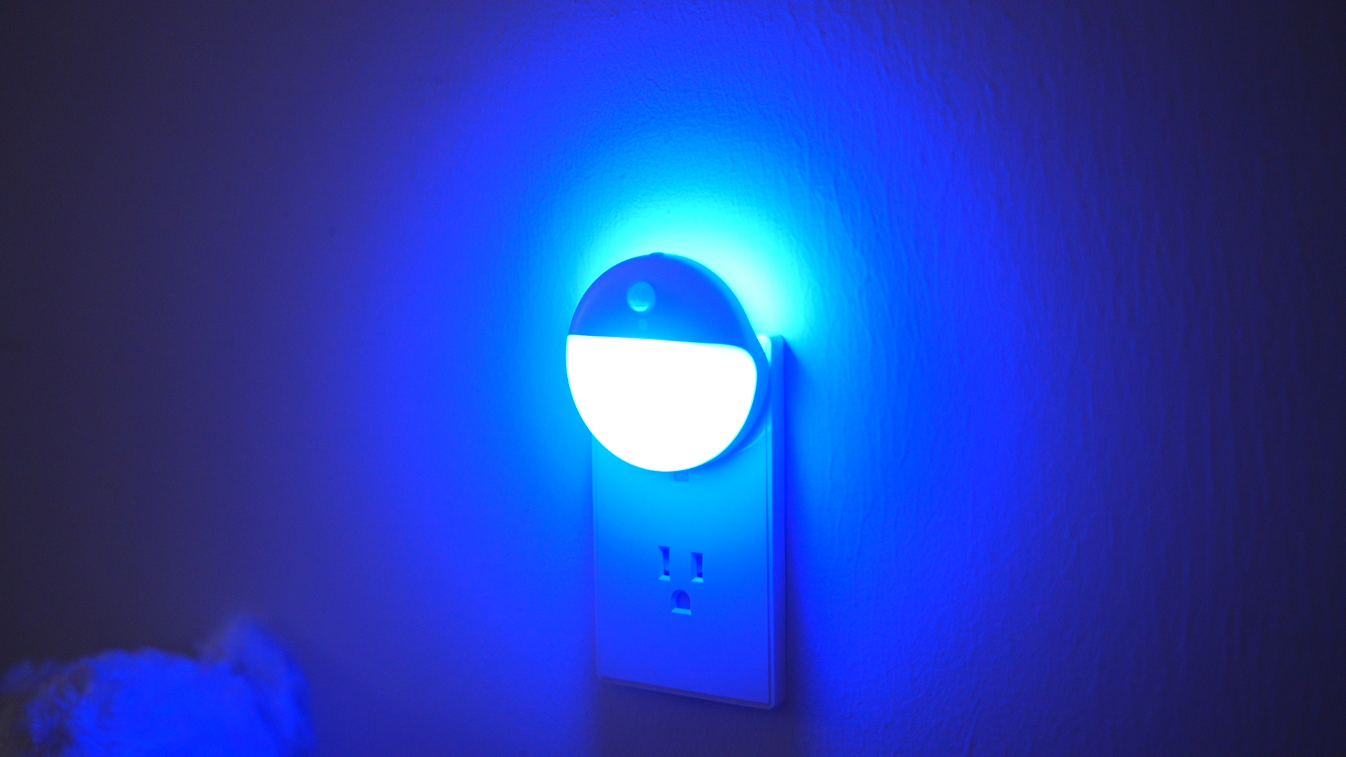 Image of YUNLEX 2 Pack Plug in Night Light with Motion Sensor and Dusk to Dawn Sensor, Stepless Dimming, Blue LED Nightlight with 3 Lighting Ways for Bathroom, Bedroom, for Girls, Boys, Adults