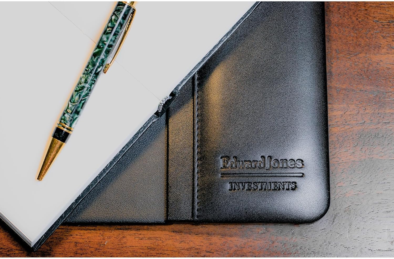 Dacasso Black Leather 22" x 14" Side Rails Desk Pad