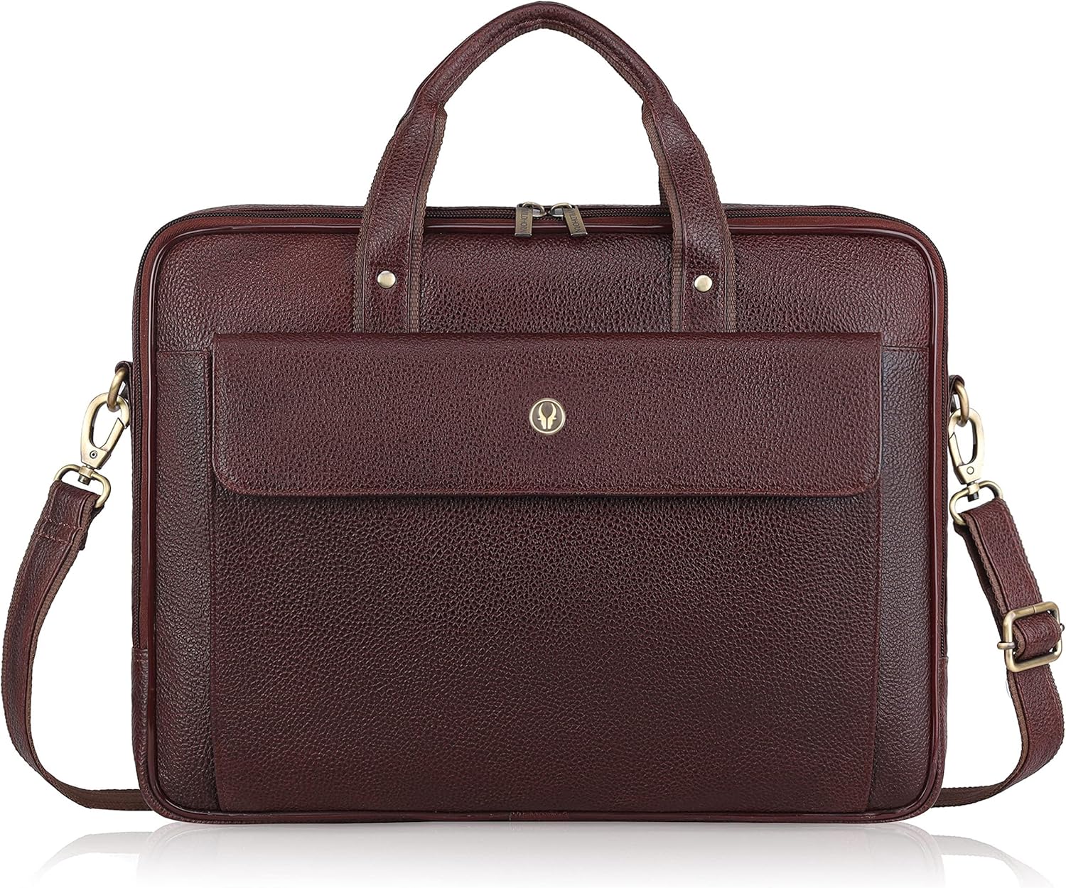WildHorn Men's Leather 14 Inch Laptop Messenger Bag Free Size Brown
