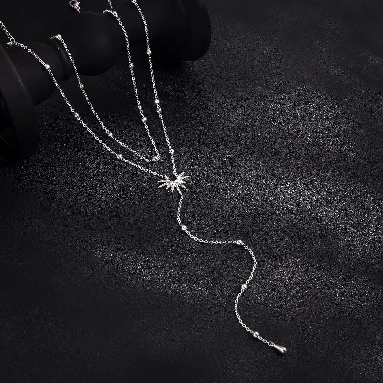 CHESKY Lariat Gold Necklace for Women Trendy, Dainty Long Necklace 14k Gold Plated/Silver Y-Shaped Pendant Necklace Layered Cz Beaded Chain Drop Necklaces Simple Gold Jewelry For Women Gift - Image 6