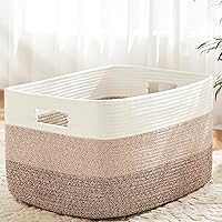 Artfeel 65L Rectangle Woven Cotton Rope Blanket Basket - Stylish Storage for Laundry, Toys, Blankets in Nursery & Living Room