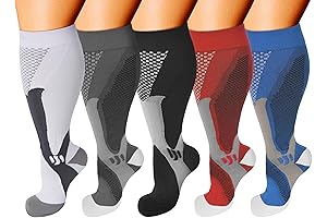 Ultimate Relief: 5 Pairs XXL Wide Calf Compression Socks for Men and Women