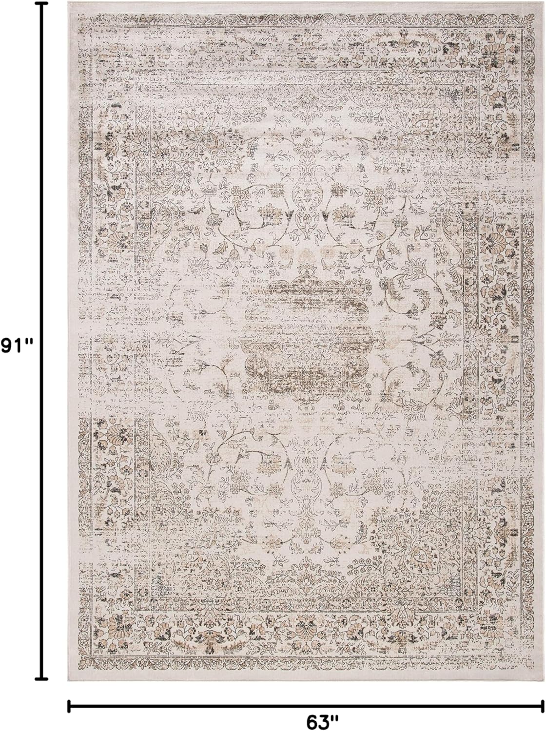 SAFAVIEH Atlas Collection Area Rug - 5'3" x 7'7", Beige & Grey, Vintage Oriental Distressed Design, Non-Shedding & Easy Care, Ideal for High Traffic Areas in Living Room, Bedroom (ATL965B)