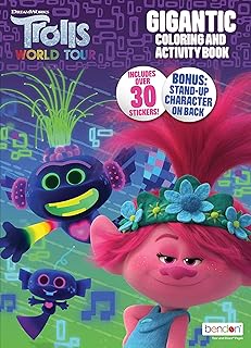 Trolls DreamWorks World Tour 192-Page Coloring and Activity Book with Stickers 47362, Bendon