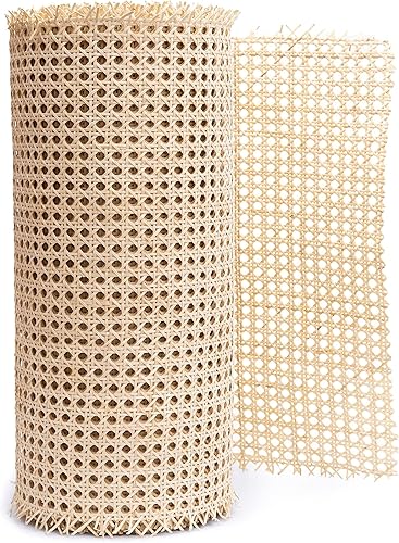 Miniatura 1 de Caña de malla pretejida de 14 pulgadas de ancho, rollo de cincha de caña de ratán, tejido abierto, malla de mimbre para gabinete, puerta