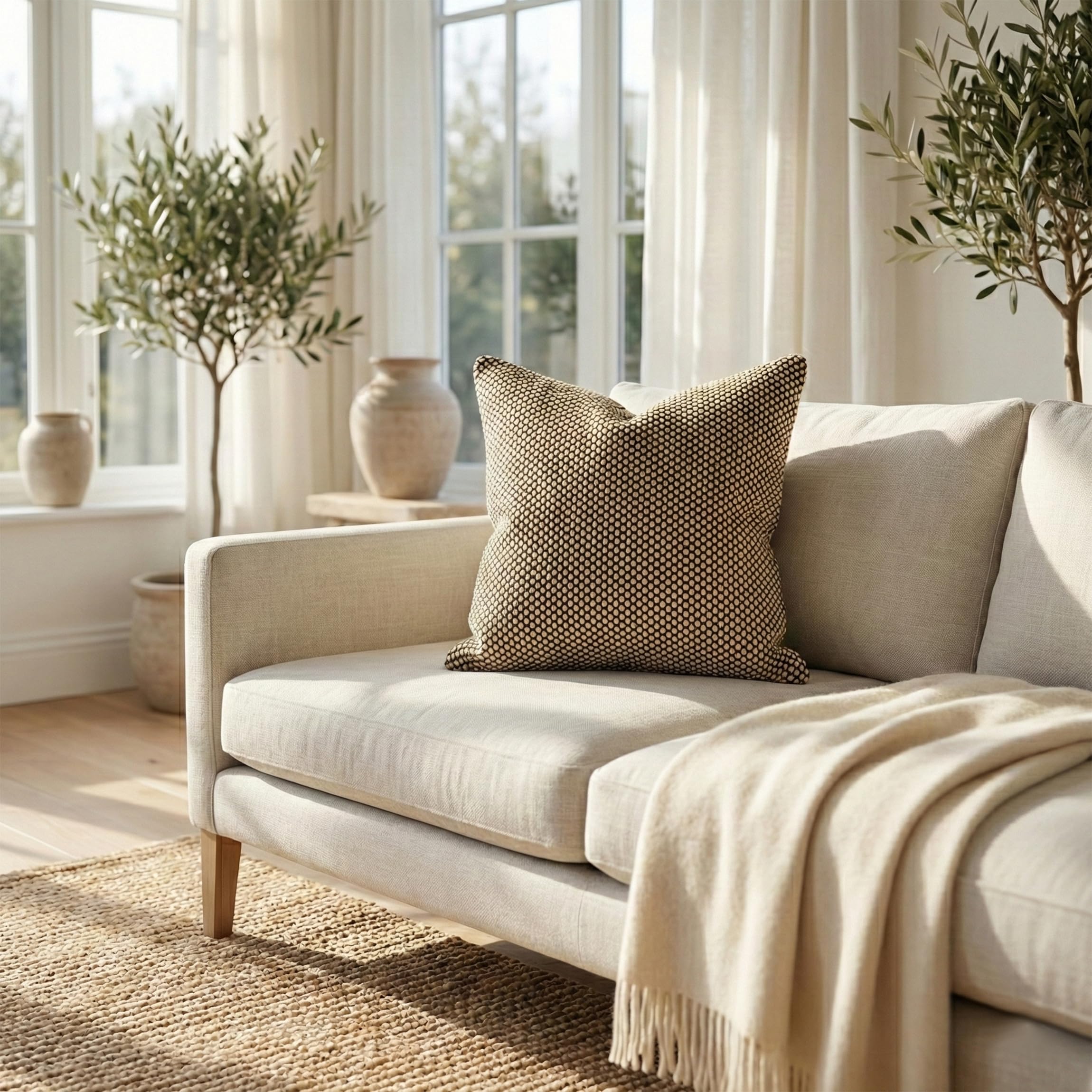 Fab Habitat Indoor/Outdoor Throw Pillow Made from Recycled Polyester Yarn - Stain Resistant, Machine Washable, Insert Included - Patio, Deck, Porch,