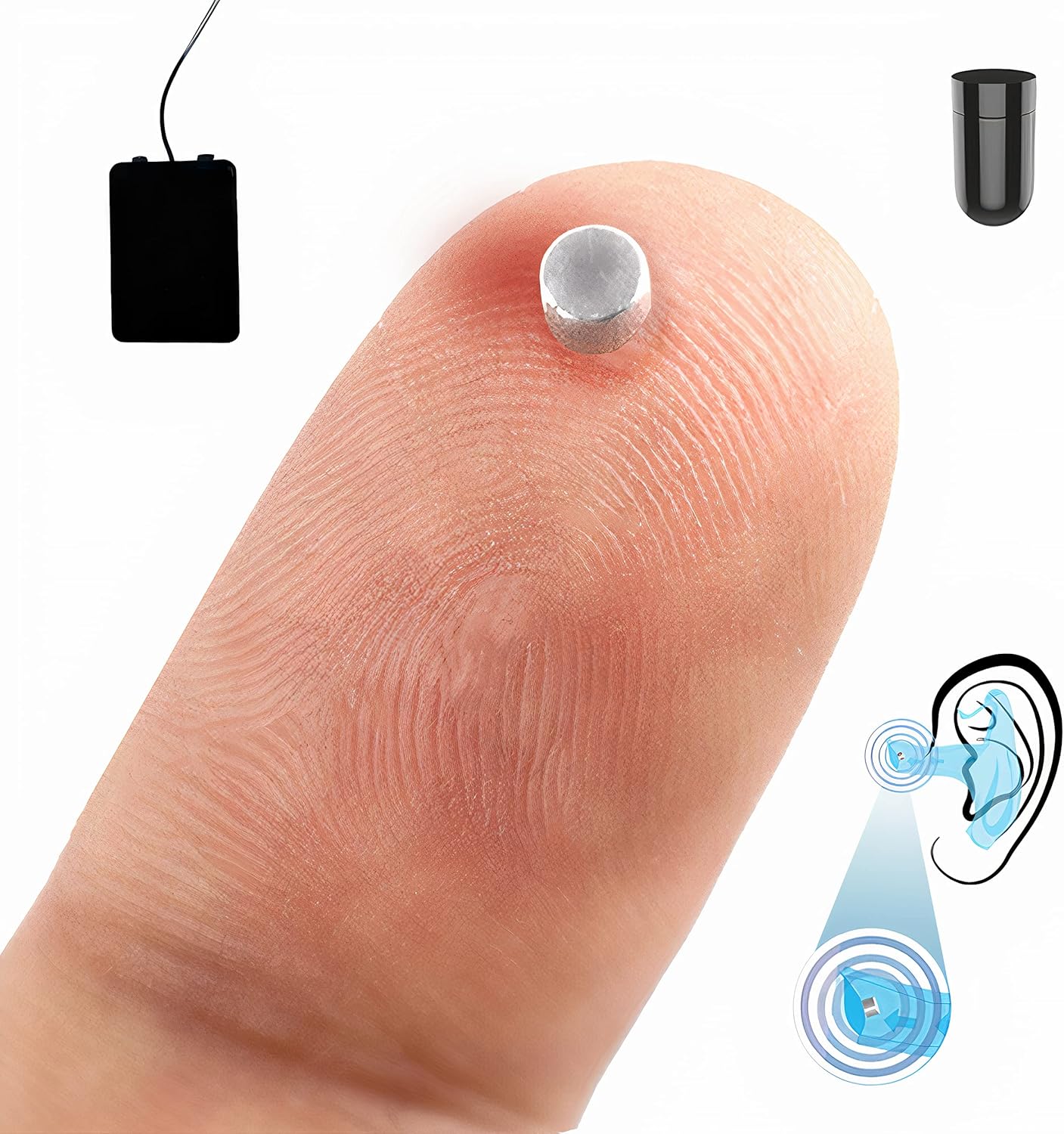 PingaOculto Pinganillo para Examenes Imán V6 gsm Movil Oculto Mini Invisible con Microfono por Cable - Auricular Espia Inalambrico para Examen Manos Libres SIM (Imán V6 + VIP Pro UltraMini)