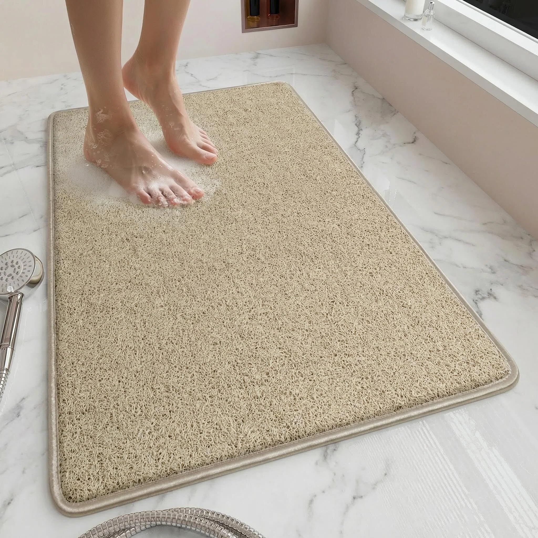 Modernest Shower Mat for Inside Shower, Non Slip Anti Mould Bath Mats with Reinforced Edge, Washable Antibacterial Soft PVC Bath Mat for Bathroom Wet Shower Areas