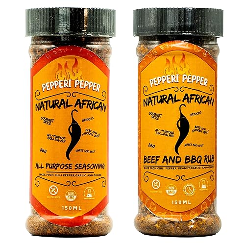 Pepperi Natural African 2 en 1 carne de res y barbacoa - Mezcla de especias para asar todo uso dulce y picante para condimentar pollofiletecarne