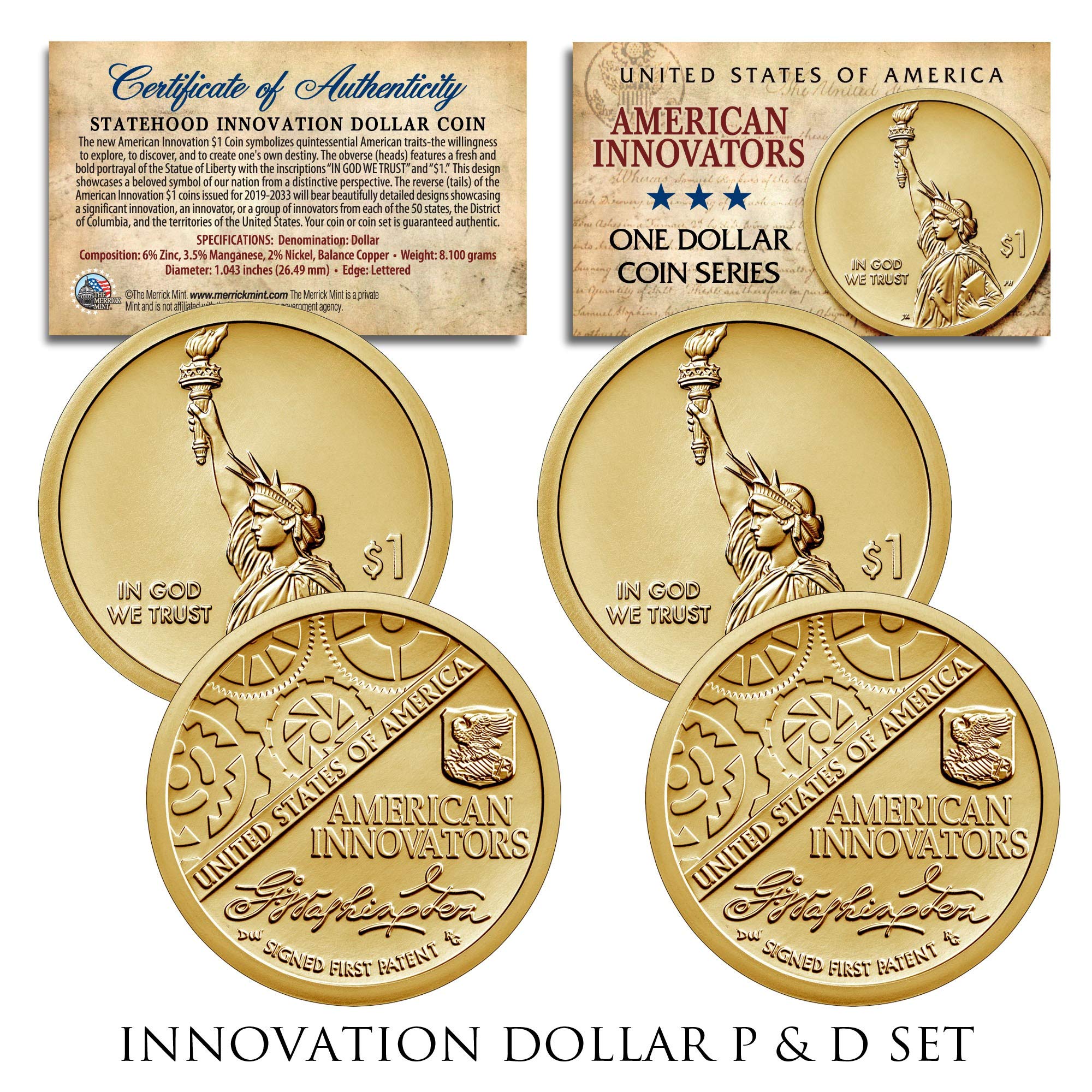 American Innovation State $1 Dollar Coin 2018 2-Coin Set P & D Mints