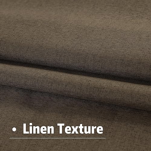 Miniatura 6 de DUALIFE Cortinas opacas de lino marrón de 132 pulgadas de largo, juego de 2 paneles para sala de estar, dormitorio, pestaña trasera, aislamiento