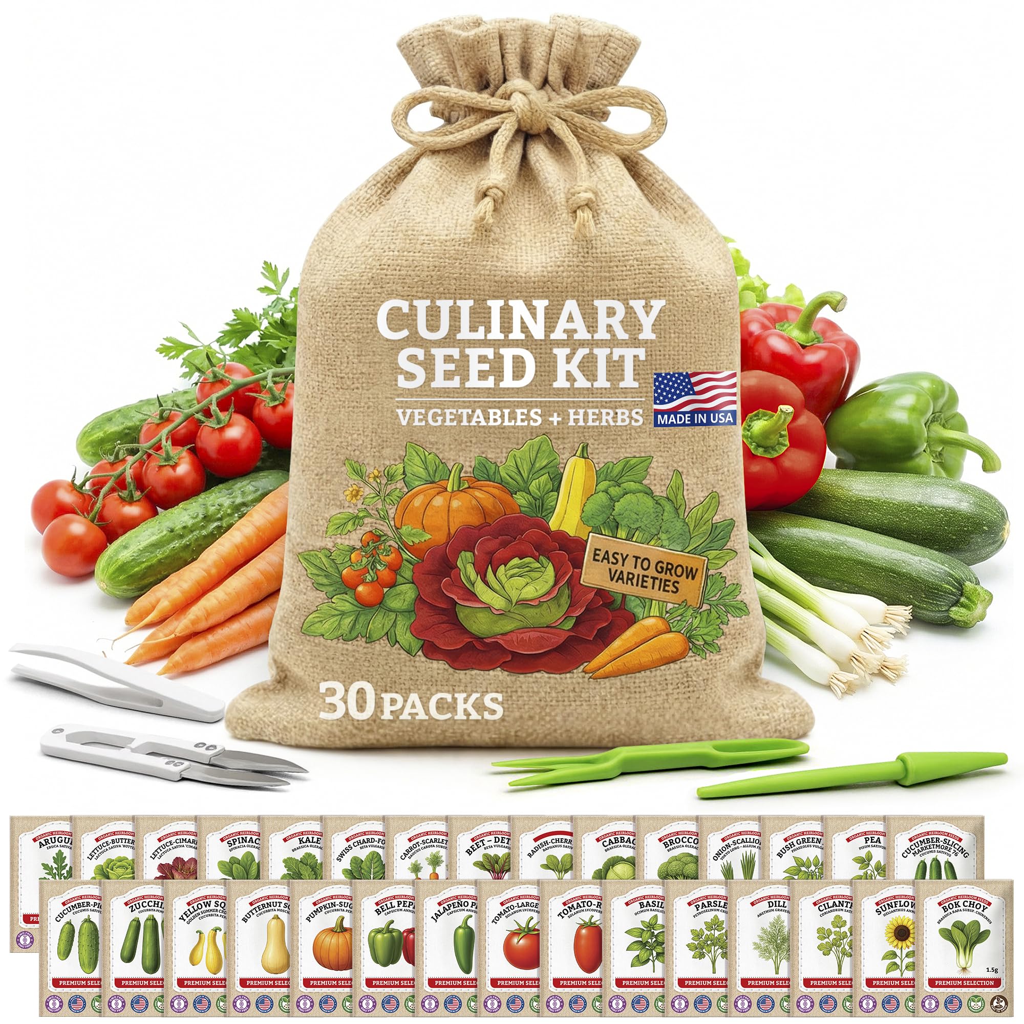 Vimtoba Culinary Vegetable and Herb Seeds Variety Pack
