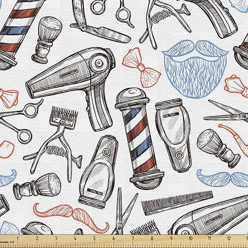 Miniatura 91 de Lunarable - Tela japonesa por yarda, Geishas con paraguas de papel y abanico en un fondo en escala de grises, tela decorativa para tapicería y Beige