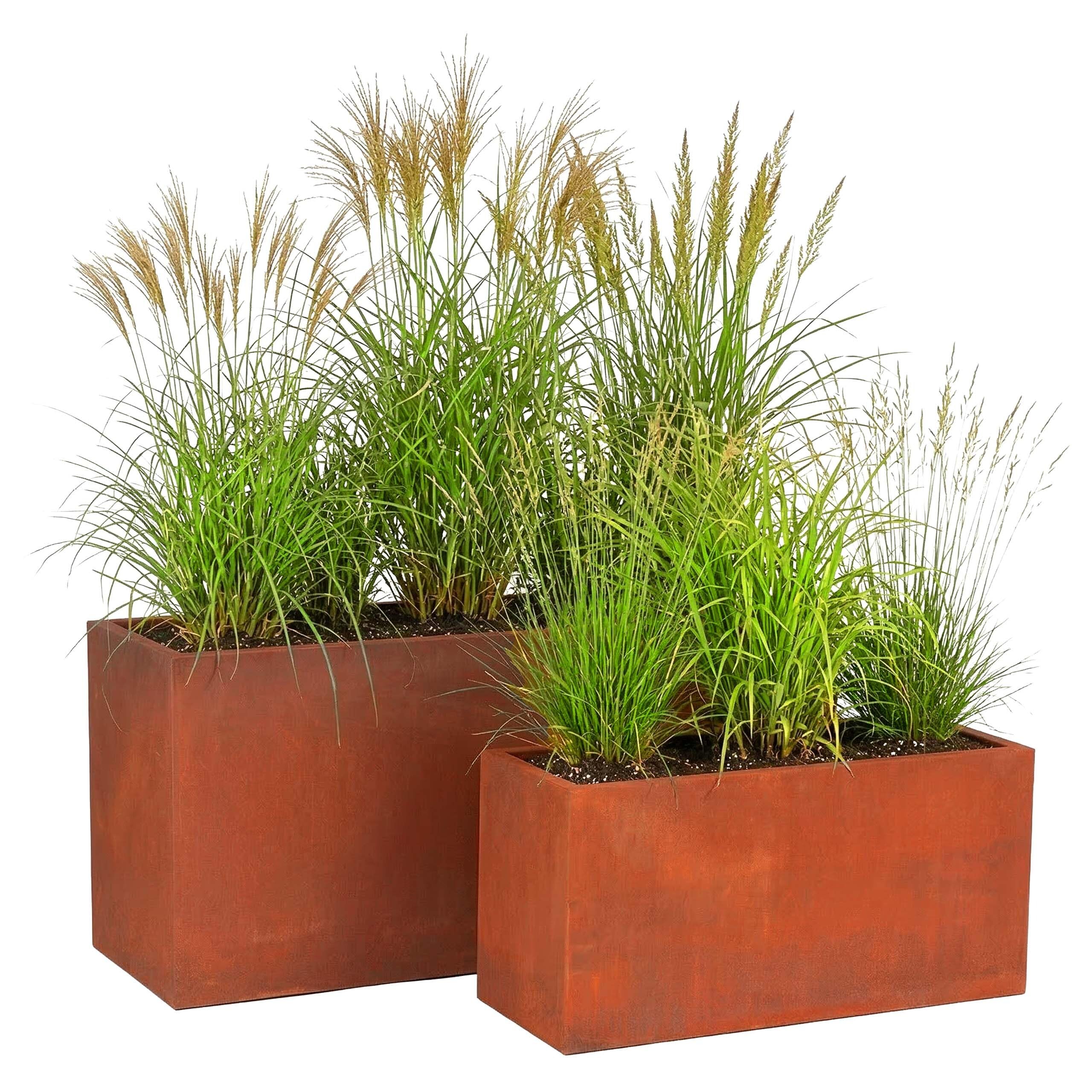 Relaxdays Planters, 2 sizes, rust effect, garden, patio, balcony, steel planter boxes, rust-brown