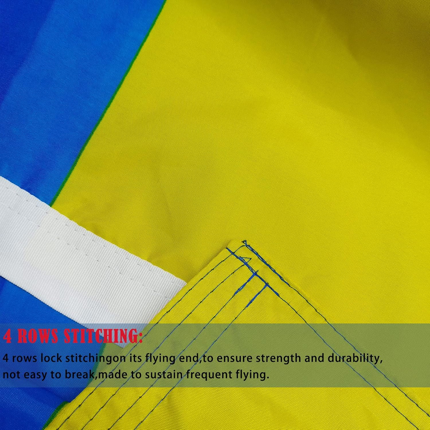 Ukraine Flag 3x5 Outdoor Double Sided- Heavy Duty 3ply Ukrainian National Flags -Durable 4 Rows Stitched Canvas Header with 2 Brass Grommets - Image 5