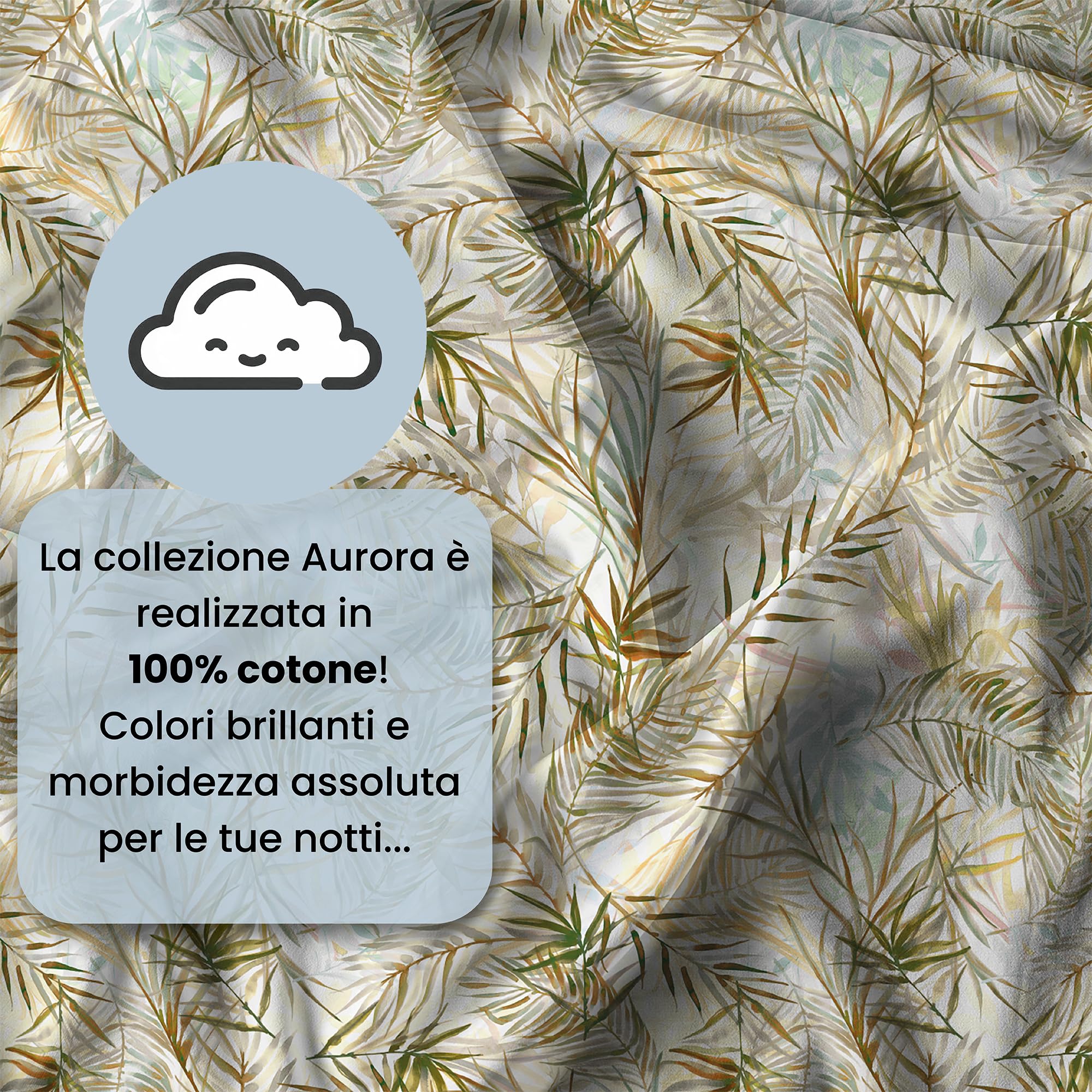 Italian Bed Linen Parure Copripiumino Matrimoniale Aurora - 100% Cotone - Made in Italy - Sacco 250x200 cm + 2 Federe - EGO