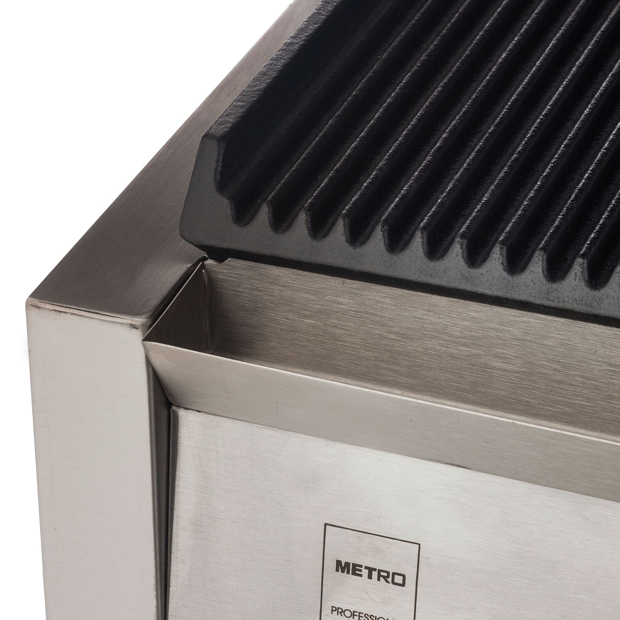 METRO Professional Plancha con Panini grill GPG1201, Superficie de Grill Ondulada, 3000 W, Acero Inoxidable, revestimiento antiadherente