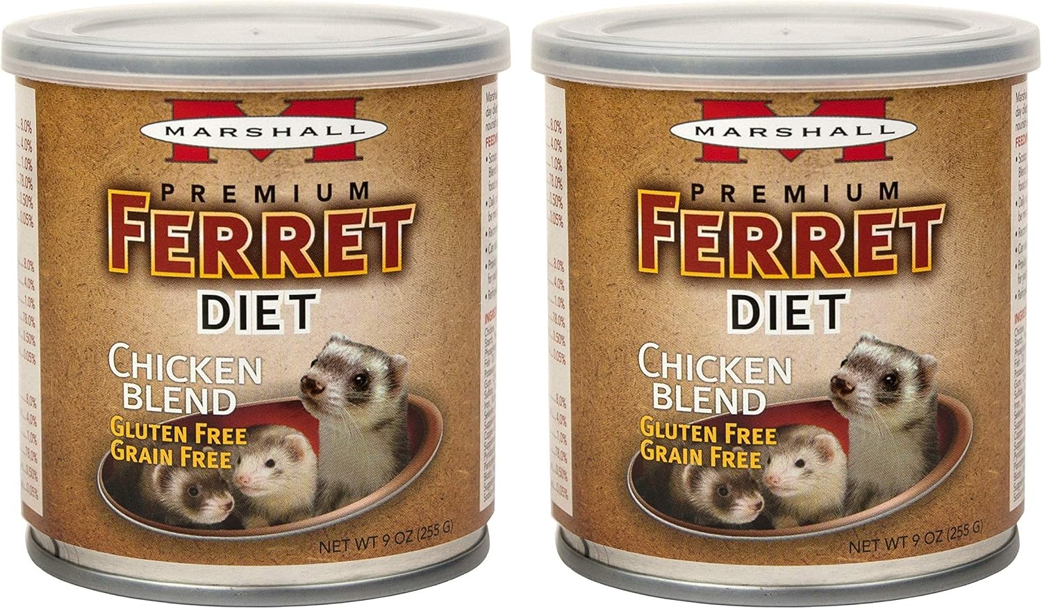 Marshall Pet Products 2 Cans of Gluten- and Grain-Free Premium Ferret Diet, 9 Ounces Each, Chicken Blend