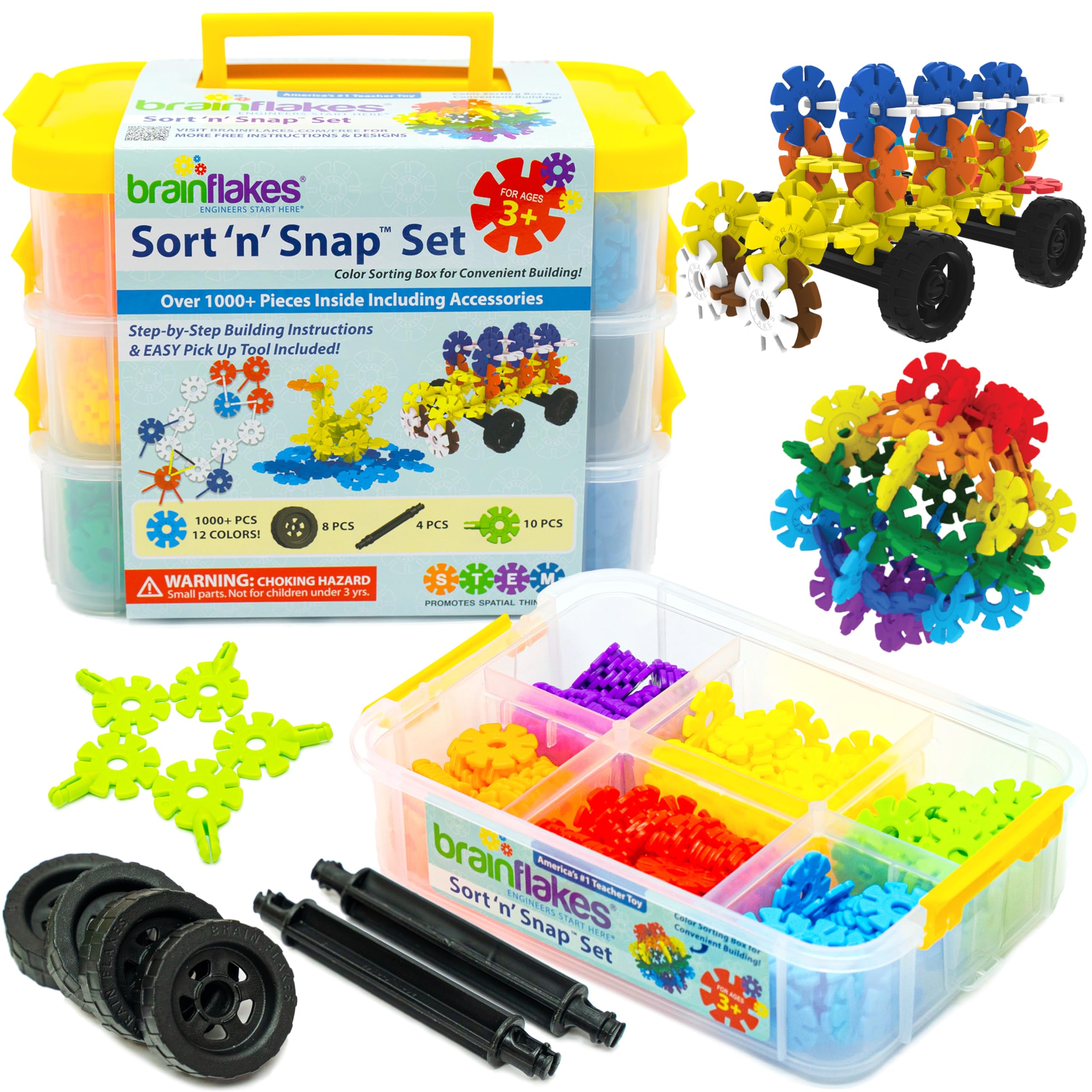 Amazon.com: Brain Flakes 1000 Piece Sort 'n' Snap Set - Wheel
