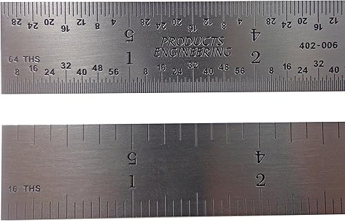 Hecho en Estados Unidos PEC 6 pulgadas rígido acero inoxidable 4R Machinist Engineer Ruler Regla 164, 132, 18, 116