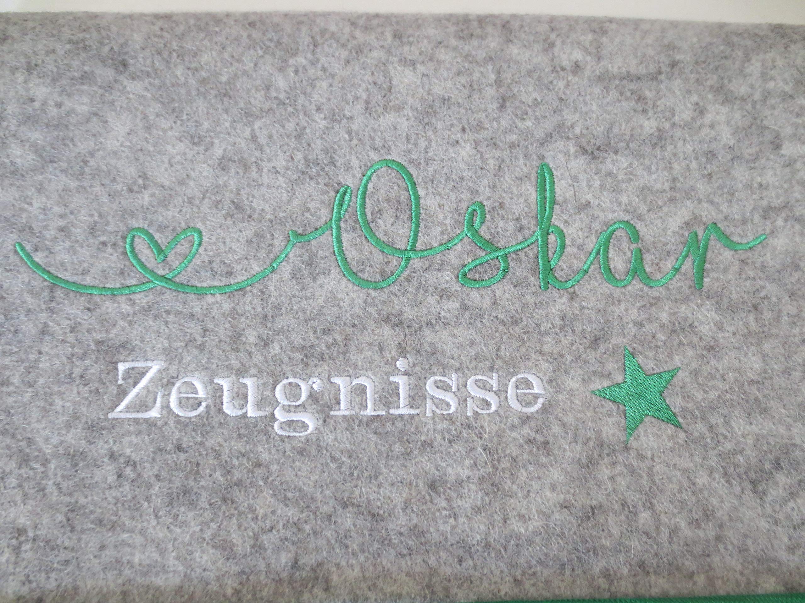 Zeugnismappe Wollfilz Mappe Zeugnisse DIN A4 Grundschule Schule"Stern"