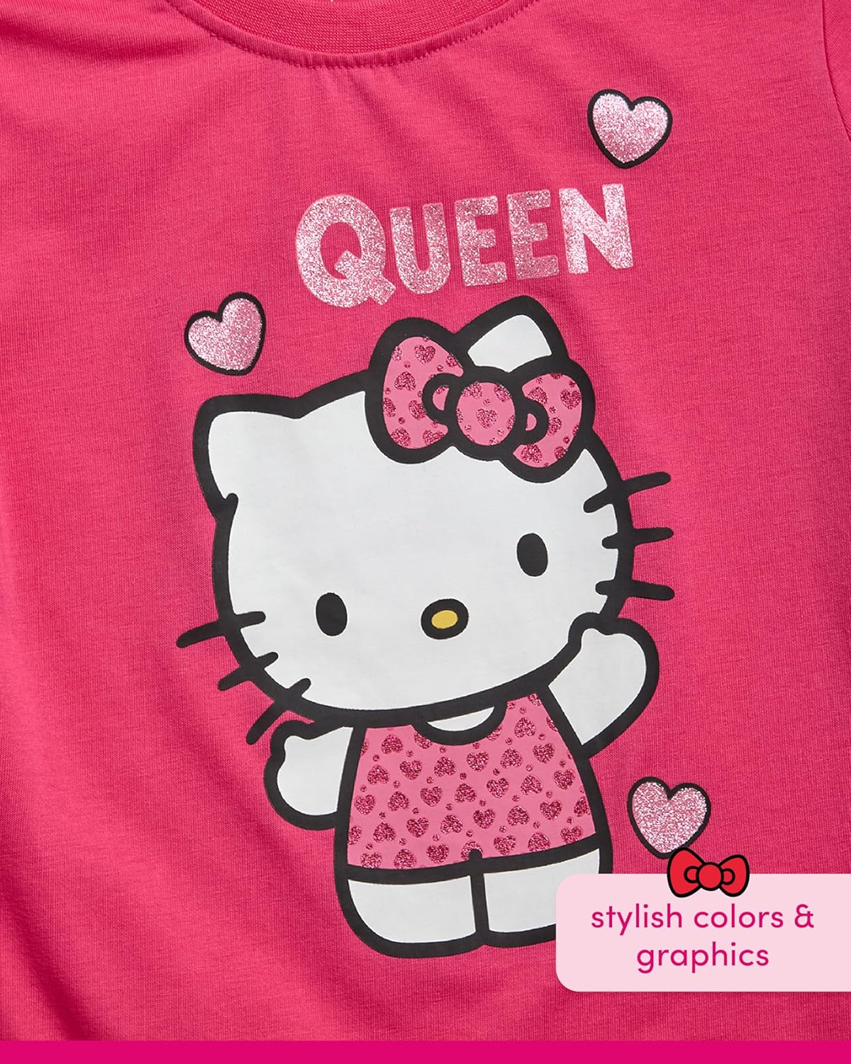 Hello Kitty Girls Shirts - Short Sleeve Cute Casual Crewneck Graphic Tees Shirts for Girls Tops T-Shirt (Sizes: 4-12) - Image 3
