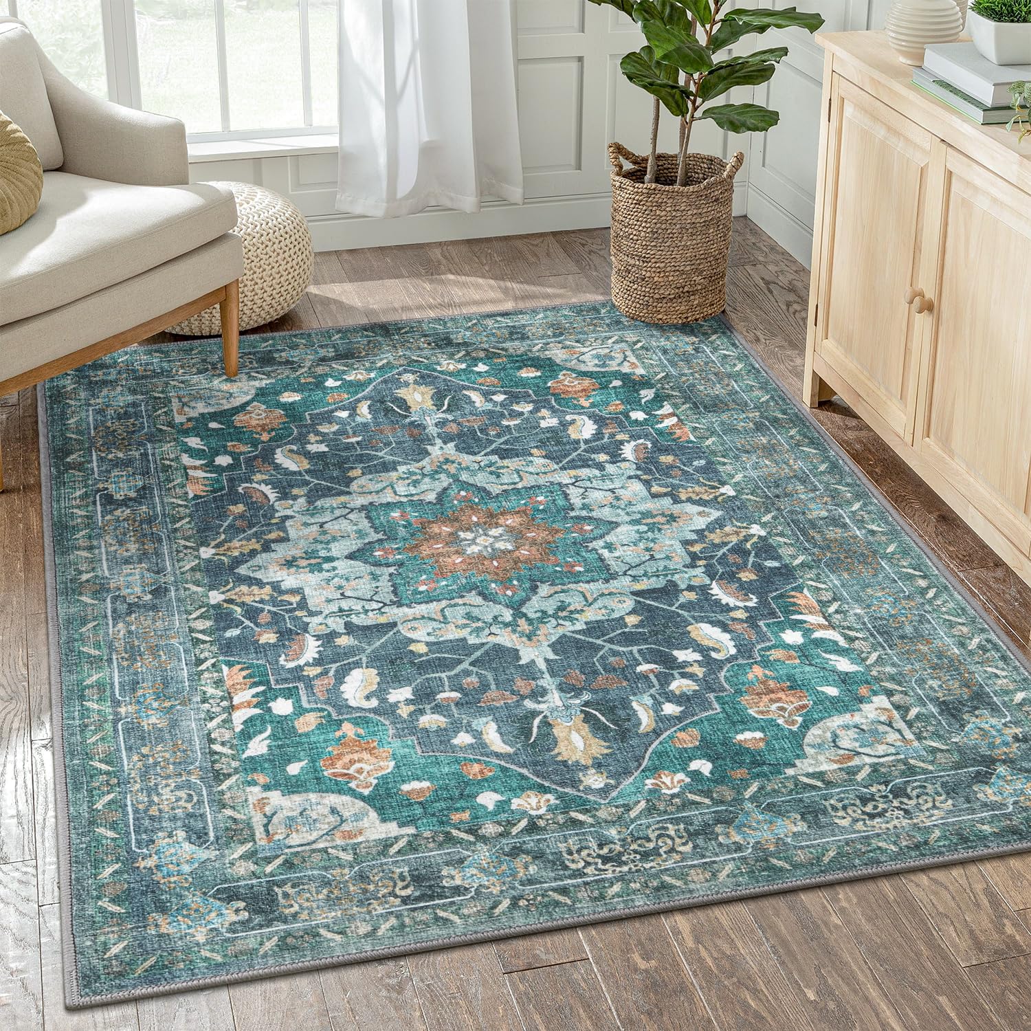 Amazon.com: Washable Area Rug for Living Room, Bedroom, Entry Way ...