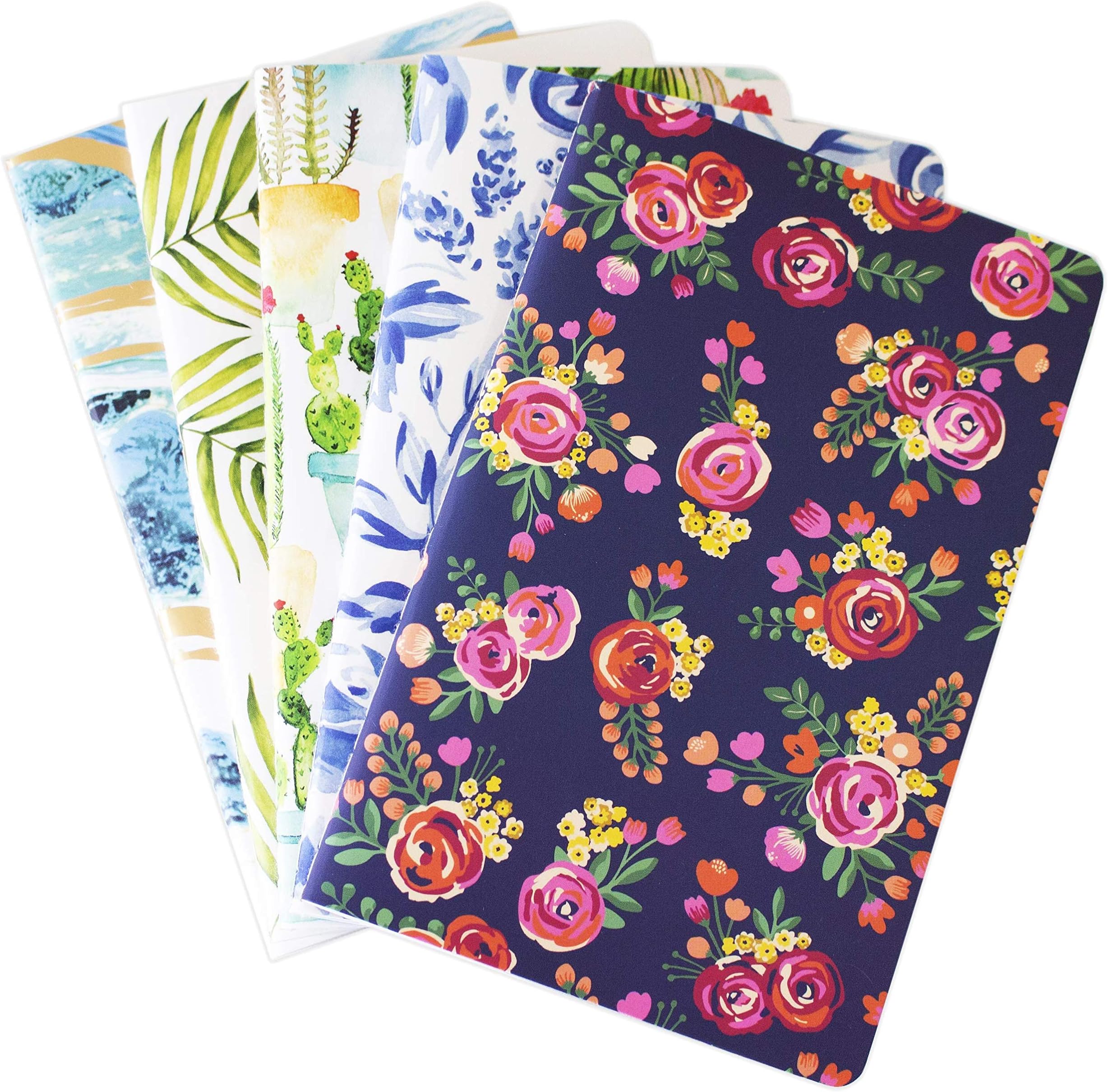 Field Notebook Set (3.5” x 5.5) - Pack of 5 - Pocket Size Lined Memo Books/Mini Travel Journals in Assorted Patterns - Small Notepads with Flexible Soft Cover