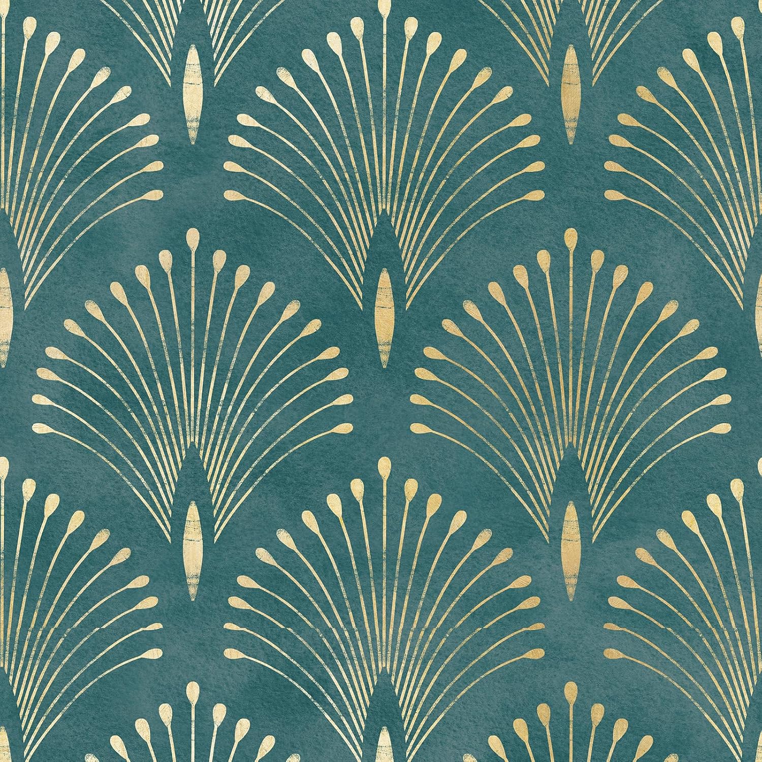 Livelynine 17.5x276 Art Deco Peel and Stick Wallpaper Vintage Teal Green Gold Elegant Wall Paper Renter Friendly Boho Peacock Feather Vinyl Wrap Self Adhesive Contact Paper Decorative for Furniture