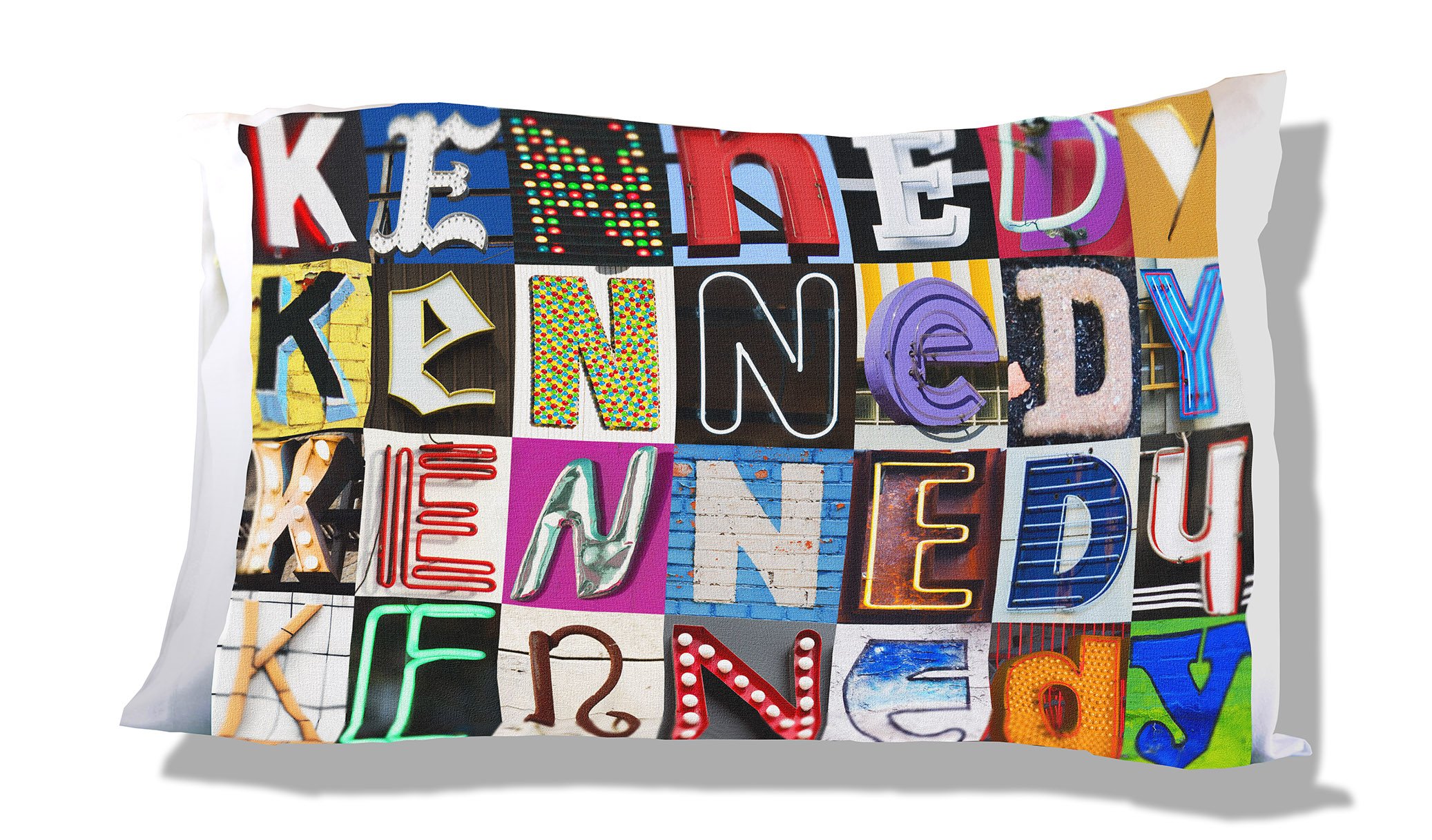 Sign Your Name KENNEDY Personalized Pillowcase - in letter photos