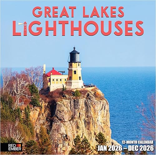 Miniatura 1 de RED EMBER Great Lake Lighthouses - Calendario mensual de pared colgante 2024  12 x 24 pulgadas abierto  Papel grueso y resistente  Regalo