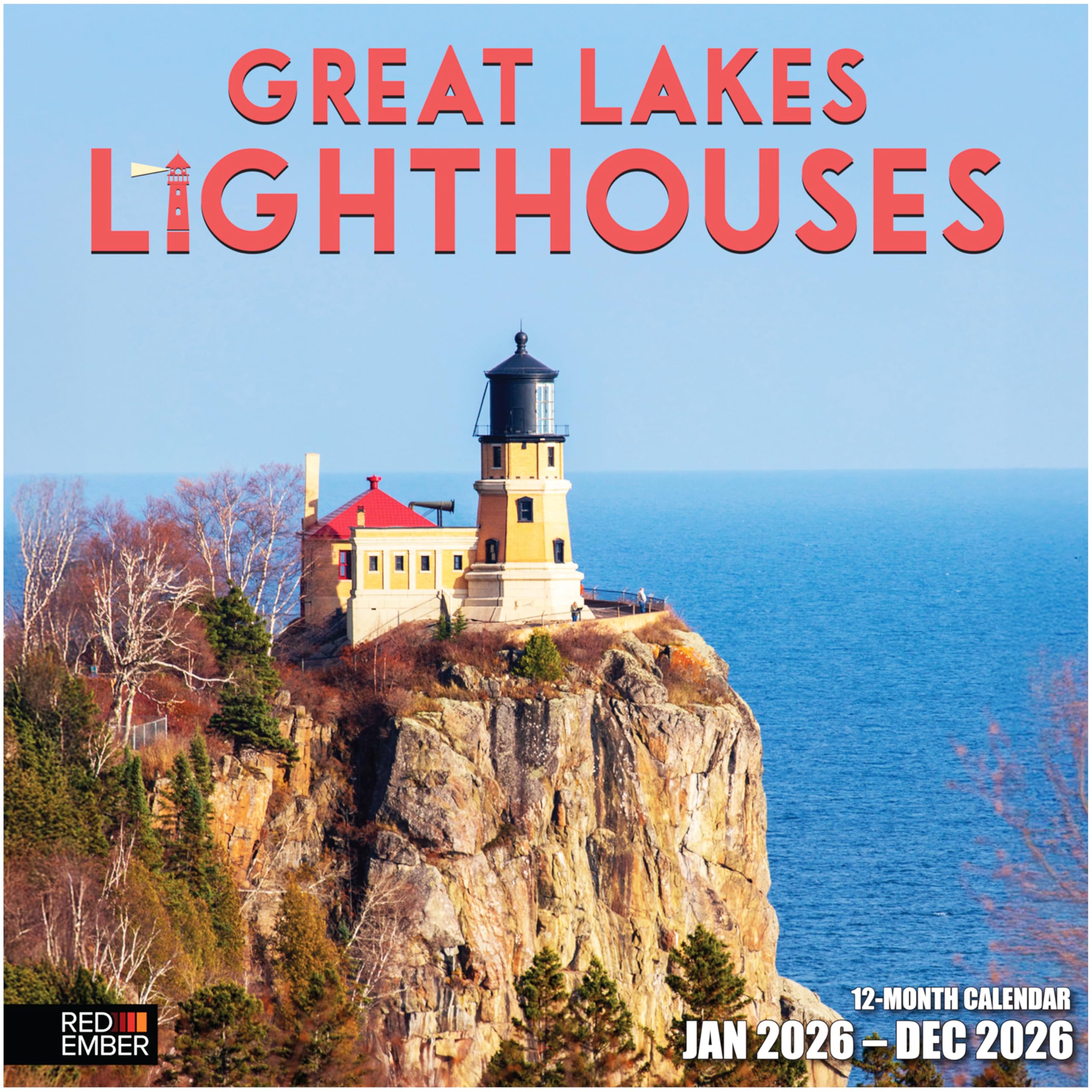 RED EMBER Great Lake Lighthouses 2026 Wall Calendar 12 Month | 12" x 24" Open | Thick & Sturdy Paper | Giftable | Calendar 2026 โ image 1