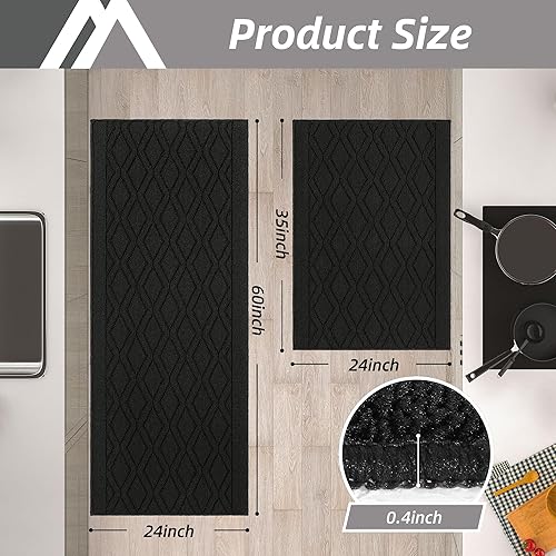 Miniatura 37 de COSY HOMEER Tapetes de cocina antideslizantes de polipropileno grueso para el hogar, lavable a máquina, 20 x 30/20 x 48 pulgadas, rojo