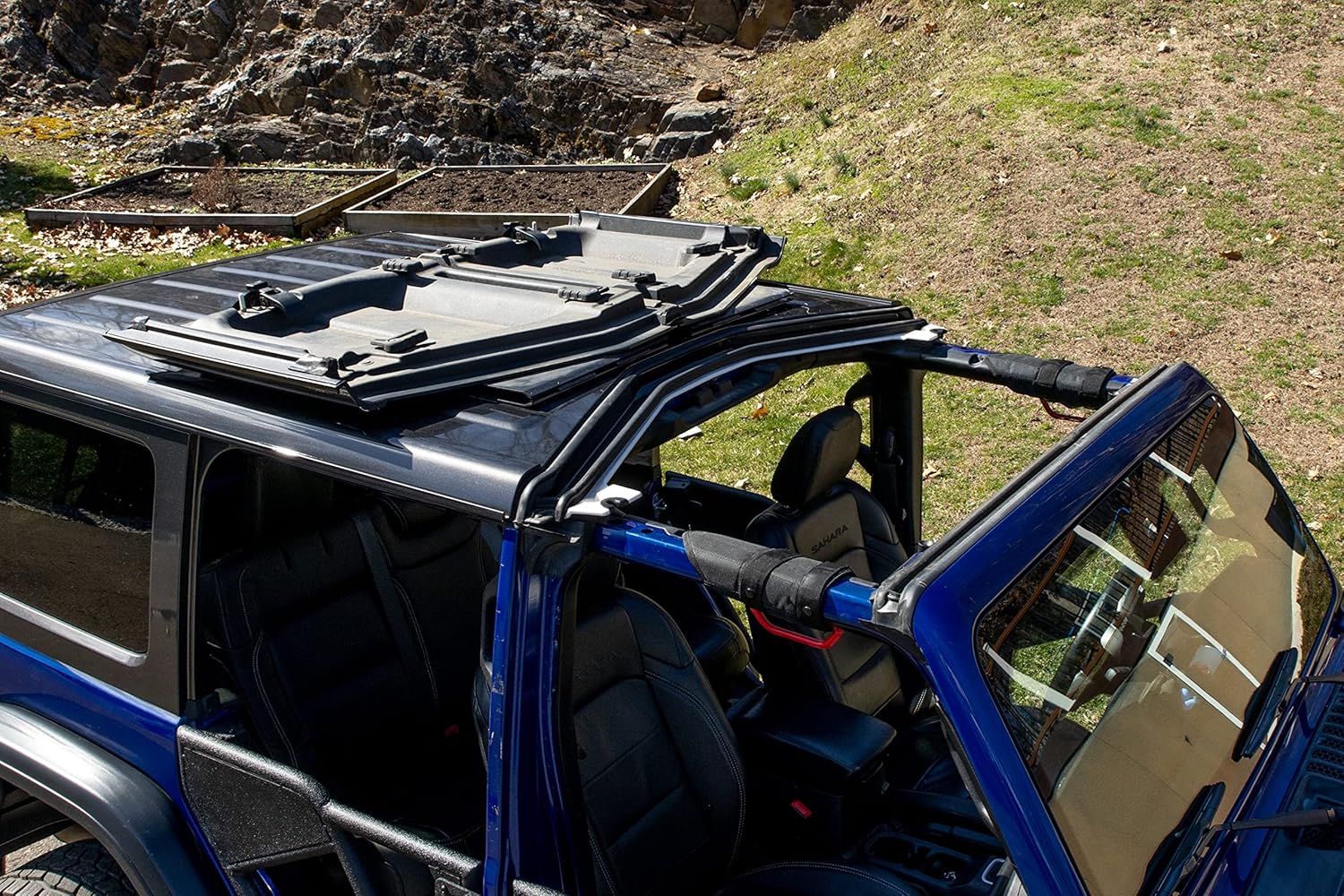 EZ FlipTop JKU 4dr 2007 to 2018 Jeep Wrangler Hardtop Freedom Top Panels Instant Convertible Every Day in Seconds! Secure, Quiet, Factory-Style Upgrade, Max speed 100, No Drilling, Lifetime Guarantee