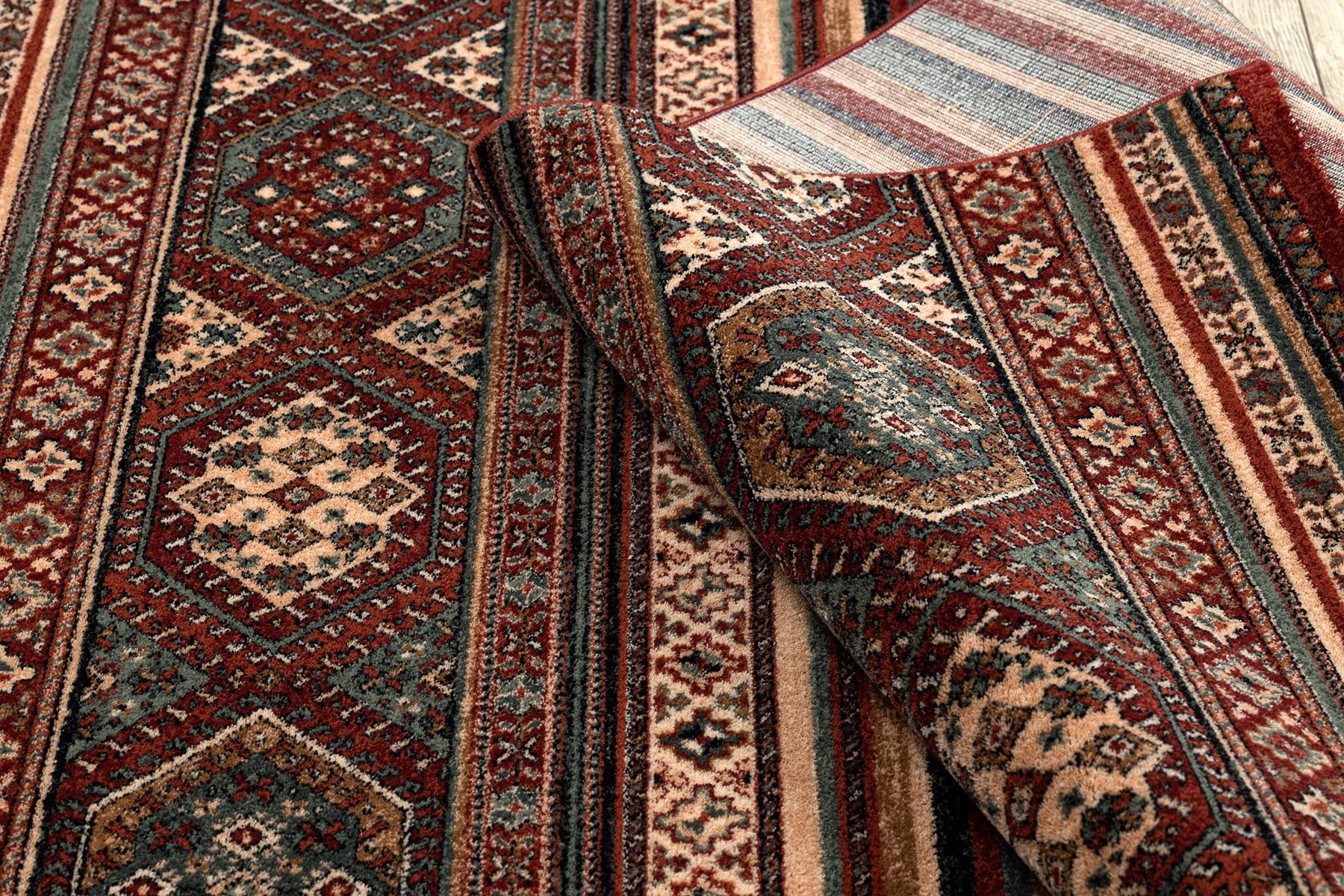 Tapis en laine KASHQAI ethnique, 100% Laine, Classique, bordeaux 135x200 cm