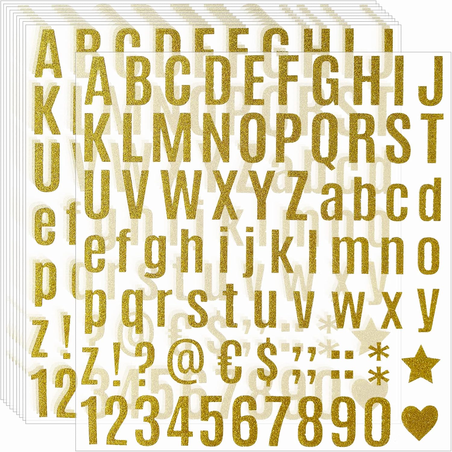 Waynoda 790 Pieces 10 Sheets Glitter Gold Letter Stickers