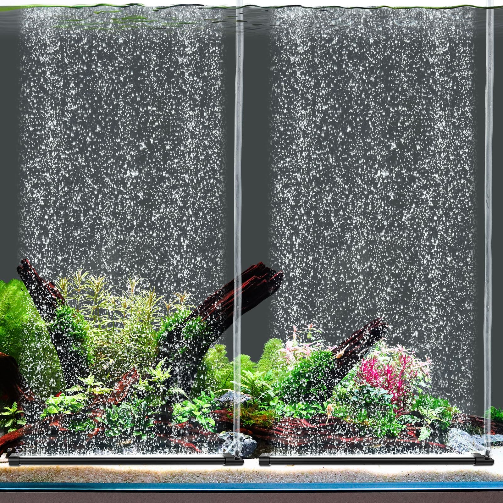 hygger Aquarium Bubble Curtain Wall, Quiet Fish Tank Air Stone with Accessories, High Dissolved Aquarium Bubbler Oxygen Diffuser Decoration for Freshwater & Saltwater 15.7’' Long 2-Pack