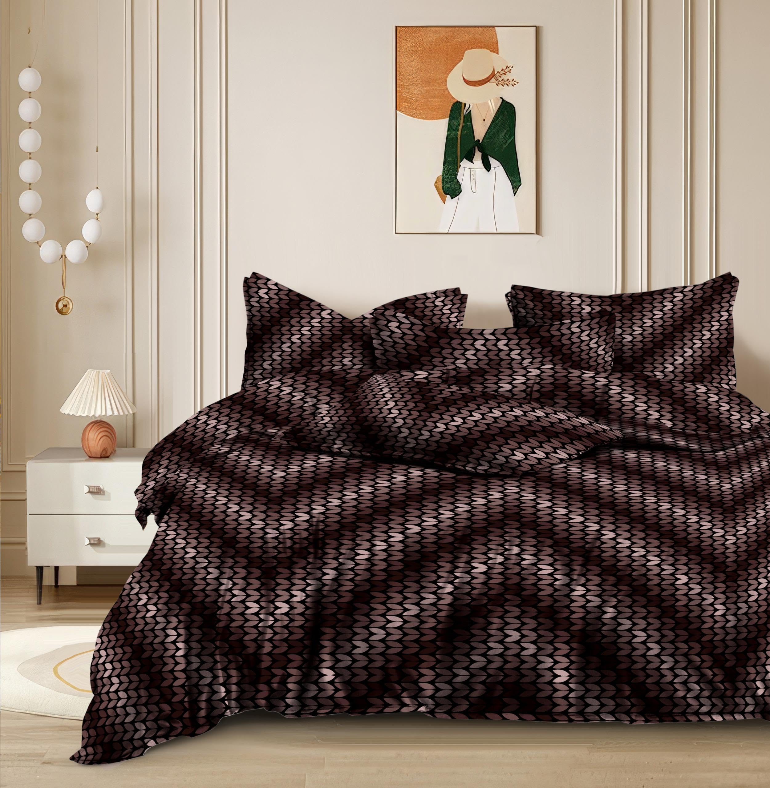 Soft Cotton Double King Size Printed Flat Double Bedsheet, 90 X 100 Inches with 2 Pillow Cover Without Joint II 300 TC,90" x 100" Inches (Double King, Multicolor)-image-16