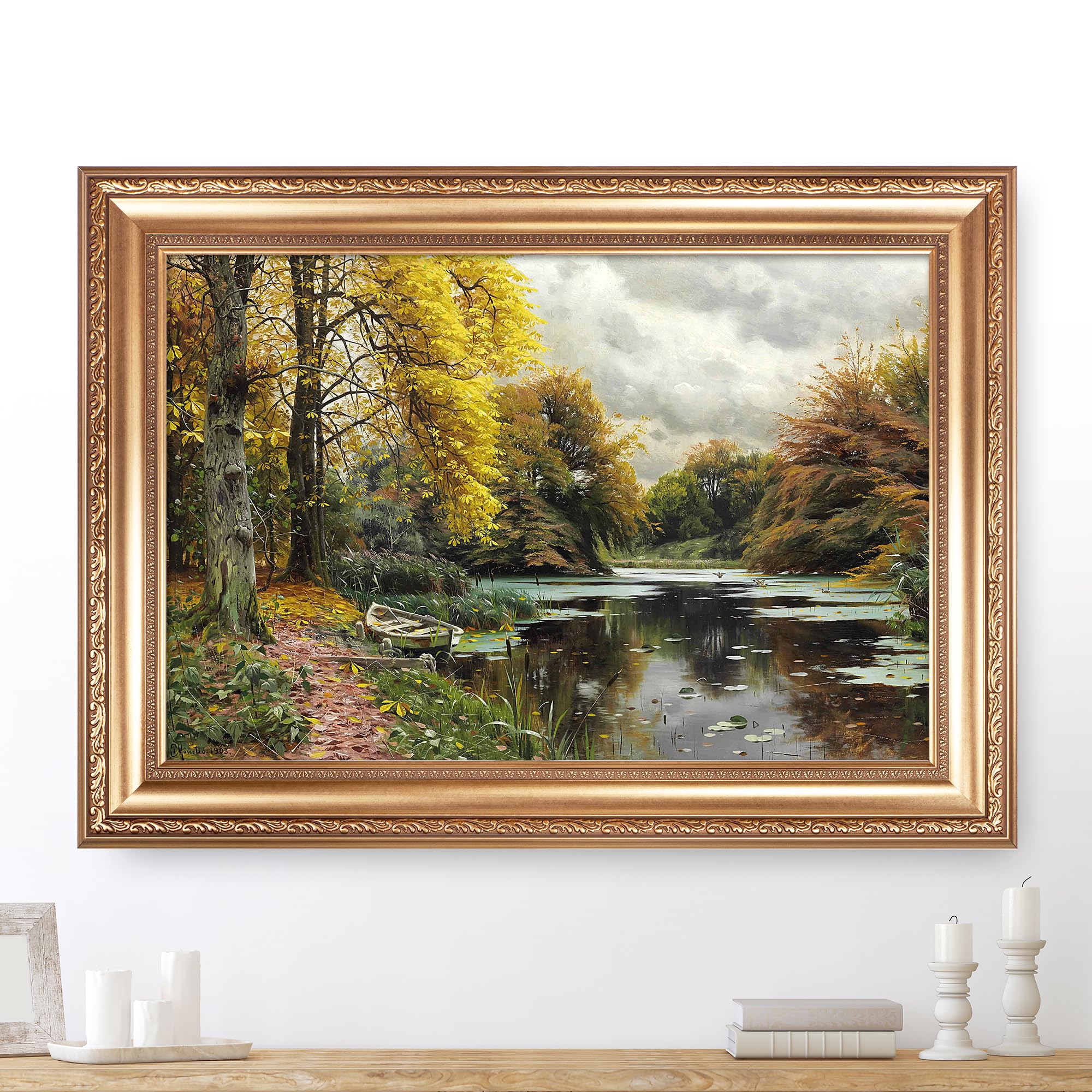 Amazon.com: River Landscape 1903 by Peder Mork Monsted Framed Size