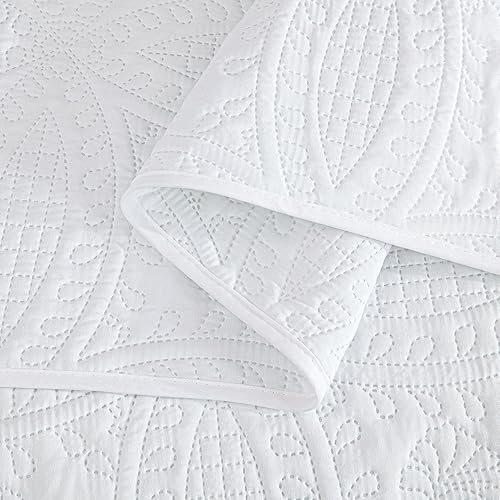 Vista 268 de Chezmoi Collection Austin - Juego de colcha tamaño Queen de 3 piezas Pinsonic acolchada de gran tamaño, tamaño Queen, terracota