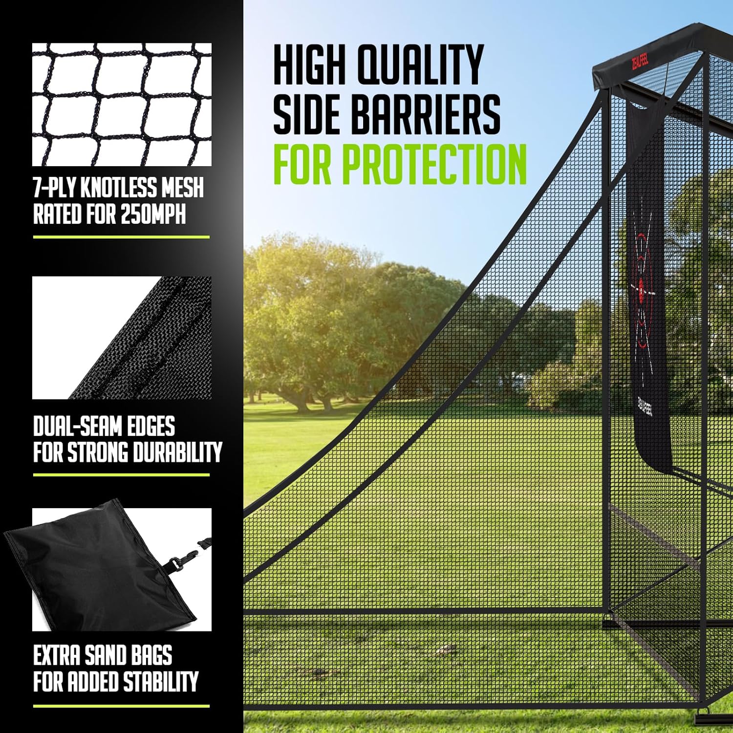 Golf Net, 10x7ft/8x8ft Golf Enclosure Net with Side Barriers/Auto-Ball Return, Low-Noise Target, Carry Bag, 4 Stakes, Hitting Practice Net for Backyard Driving Chipping Indoor Outdoor Use - Image 6
