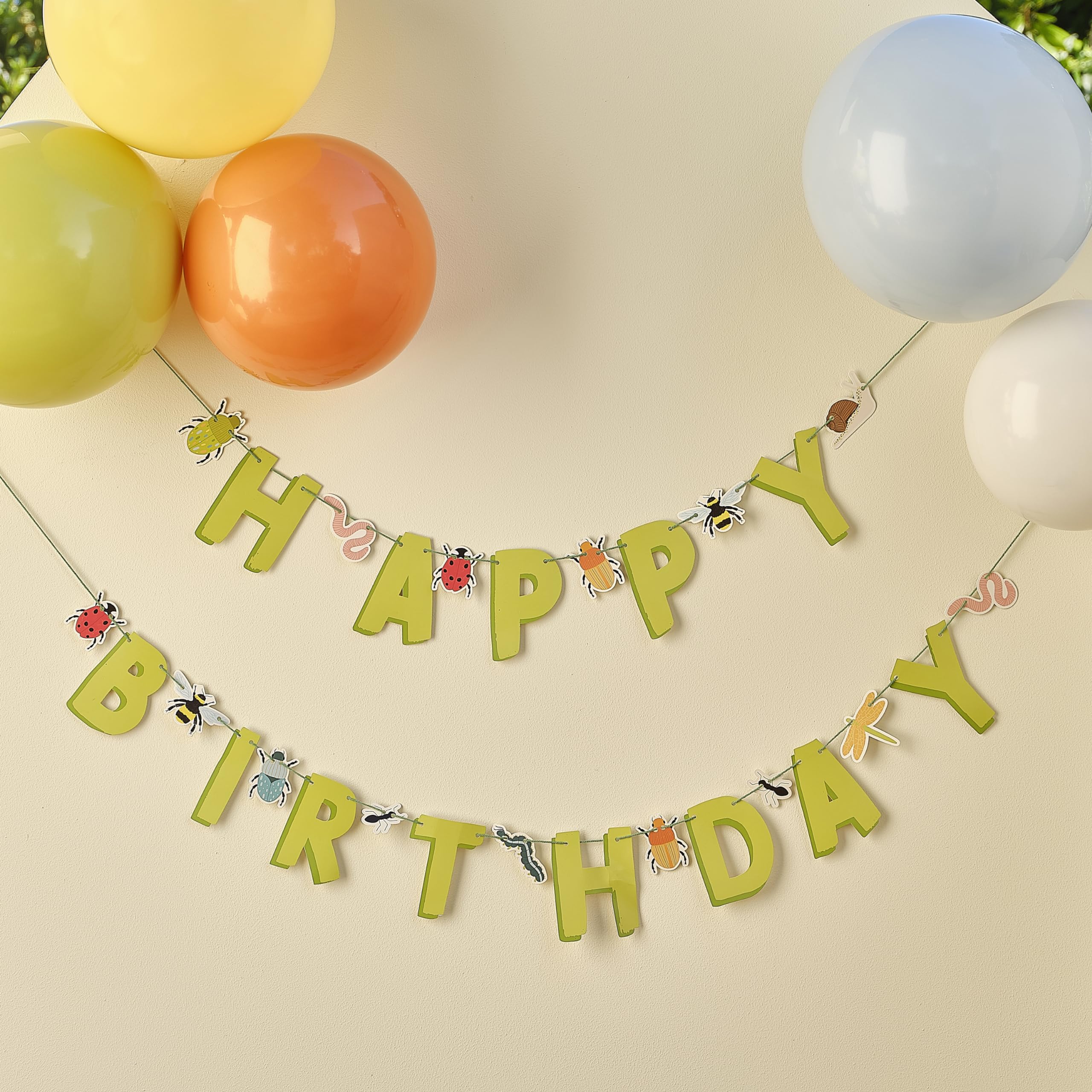 Ginger Ray Creepy Crawly Bugs 'Happy Birthday' Letter Banner Bunting Garland Kids Birthday Party Decoration 1.5m