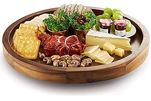 18 Inch Lazy Susan Acacia Wood Turntable for Table, Kitchen Organizer