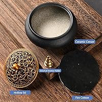 Vista 2 de Quemador de incienso de cerámica con soporte para varillas de incienso, uso para incienso de palo/bobina, salvia, incienso de mosquitos y carbón