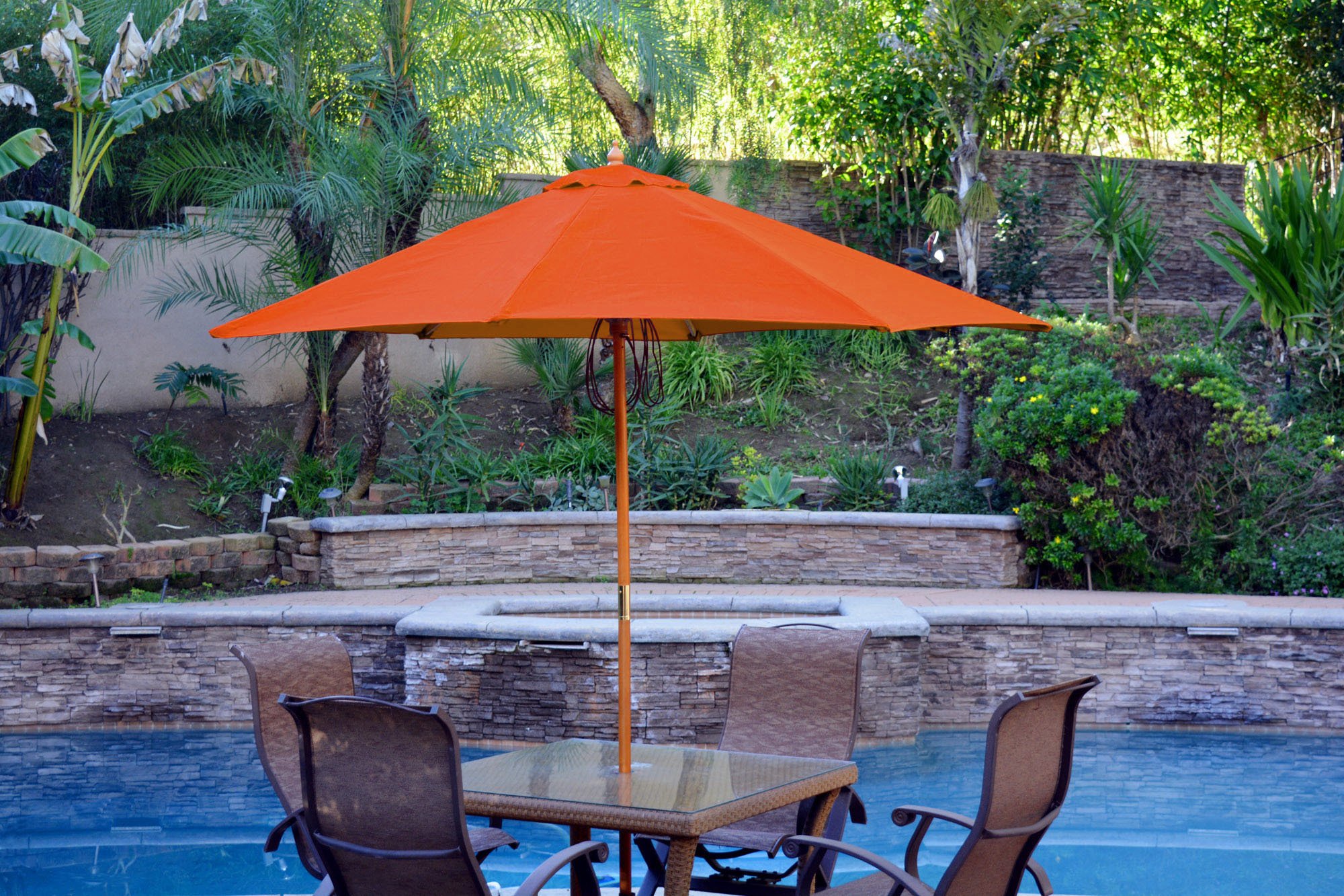 Jeco UBP91-UBF9 Wood Market, 9', Orange Canopy Umbrella : Patio, Lawn & Garden